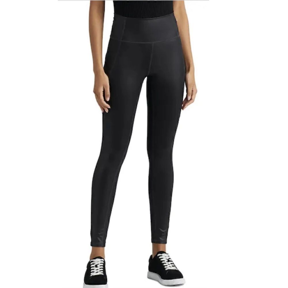 LAUREN RALPH LAUREN Coated Jersey Leggings Tights Black Sz S Small